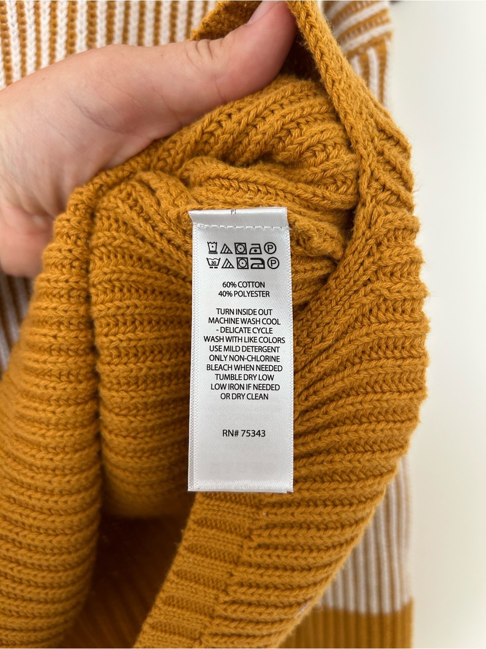 Max Studio Mustard & Cream Ribbed Colorblock Crew Sweater - Picture 4 of 4
